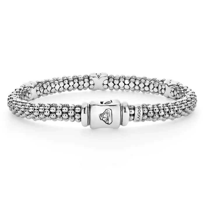Bracelets Embrace Three Station Silver X Diamond Bracelet 6mm Lagos Bracelets Embrace Three Station Silver X Diamond Bracelet 6mm Lagos