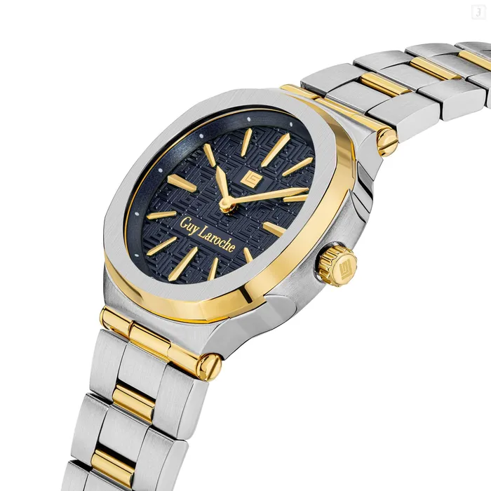Bracelets Guy Laroche Guy Laroche Charlie Ladies Blue Dial Stainless Steel Gold Plated Watch
