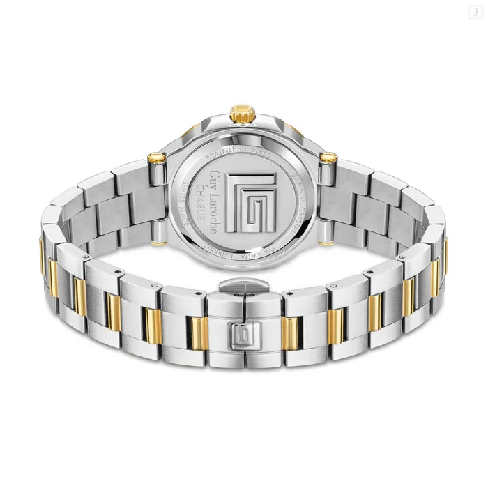 Bracelets Guy Laroche Guy Laroche Charlie Ladies Blue Dial Stainless Steel Gold Plated Watch