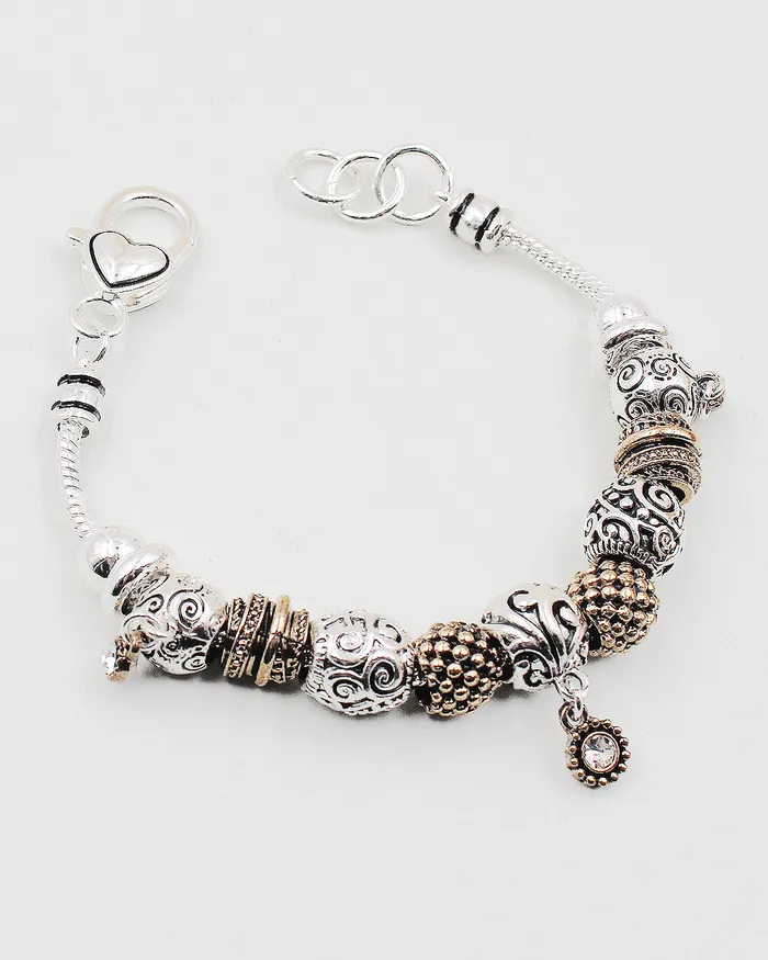 Bracelets Multiple Metal Bead Bracelet with Tiny Charms 081522charm Bracelets Multiple Metal Bead Bracelet with Tiny Charms 081522charm