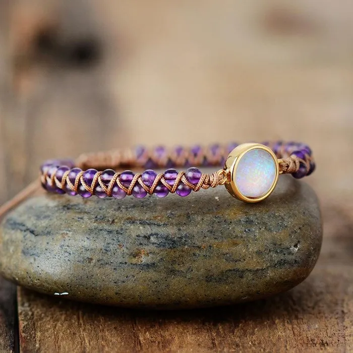 Bracelets Natural Amethyst Opal String Braided Bracelet WickedAF