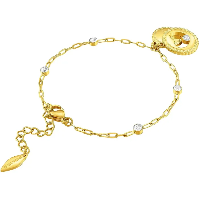 Bracelets Police Police Amour Gold Plated Ladies Bracelet With Charms and Crystals