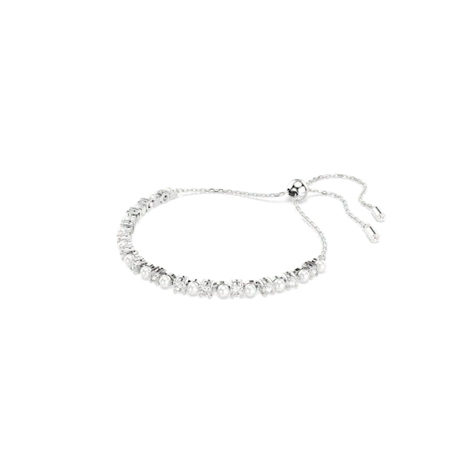 Bracelets Swarovski Matrix Bracelet Crystal Pearl Round cut White Rhodium plated Medium Swarovski