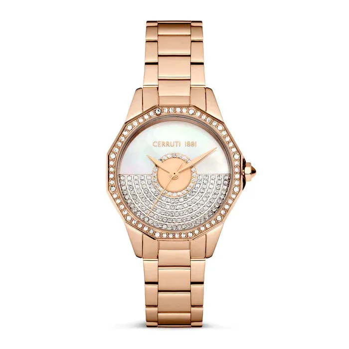 Cerruti Watches Cerruti Jesina Womens White Dial Rose Gold Watch