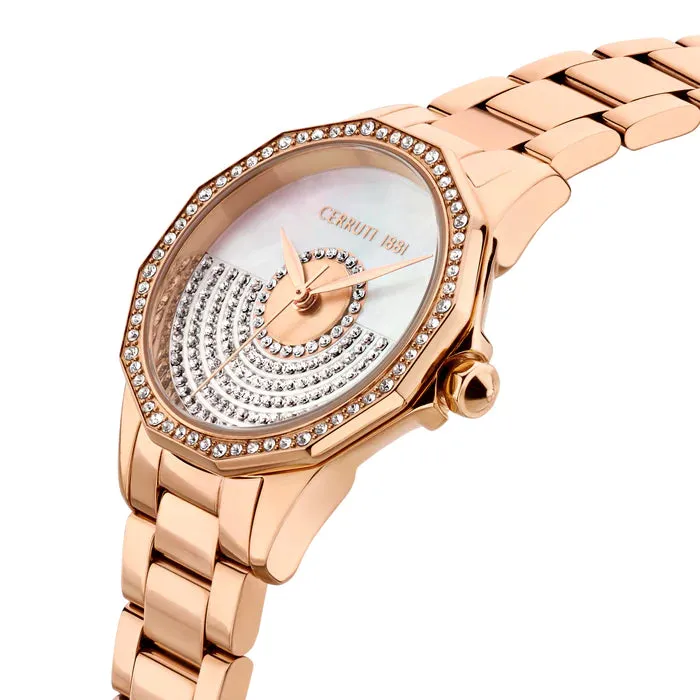 Cerruti Watches Cerruti Jesina Womens White Dial Rose Gold Watch