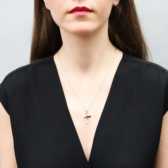 Cross CZ Pendant Necklace in Sterling Silver BERRICLE Necklaces