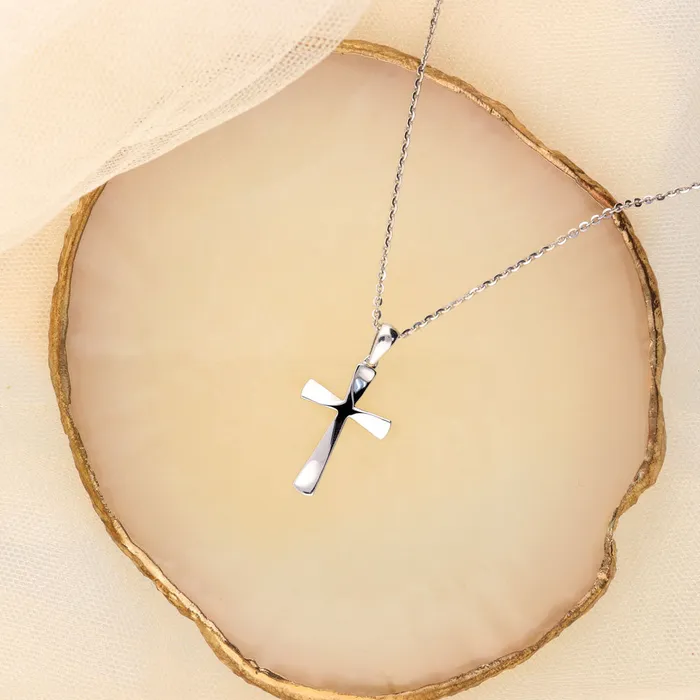 Cross CZ Pendant Necklace in Sterling Silver BERRICLE Necklaces