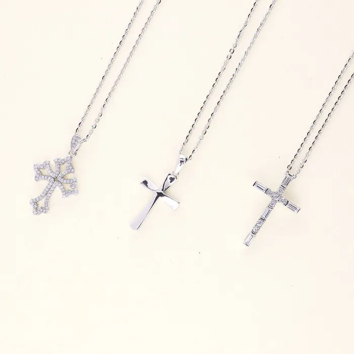 Cross CZ Pendant Necklace in Sterling Silver BERRICLE Necklaces