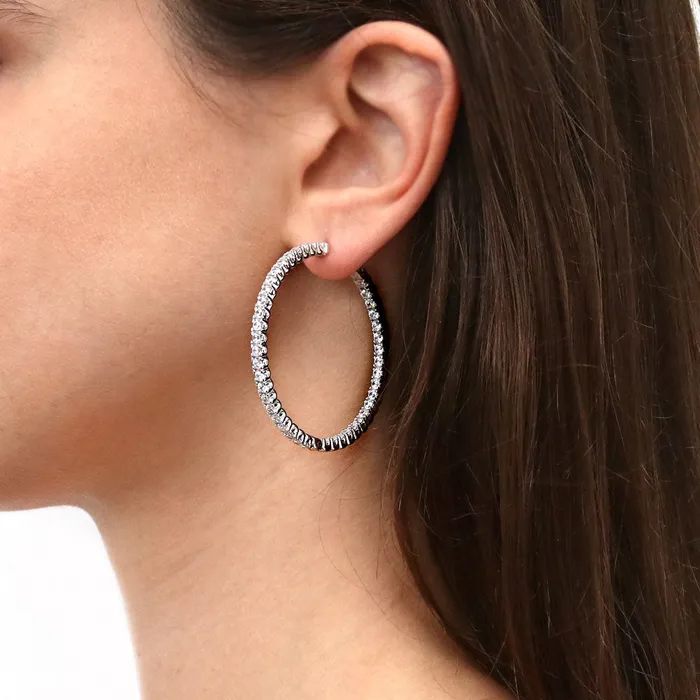 CZ Large InsideOut Hoop Earrings in Sterling Silver 19 BERRICLE Earrings
