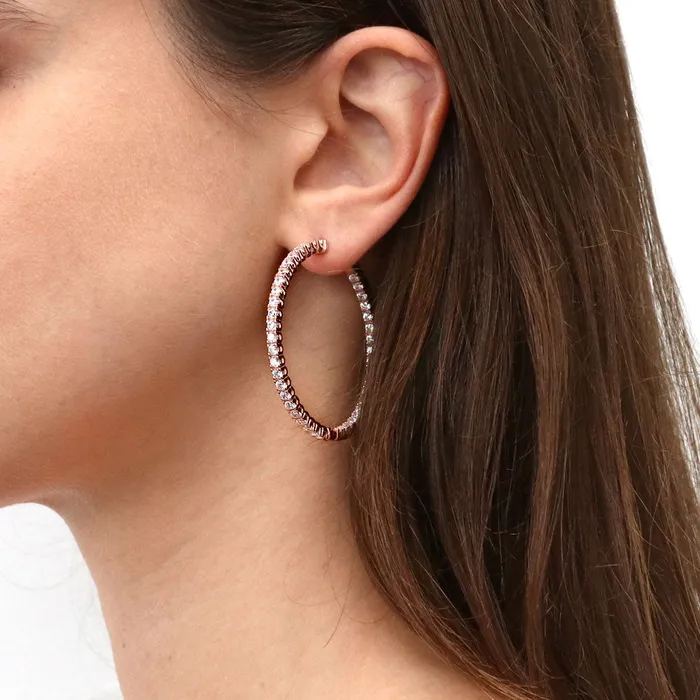 CZ Large InsideOut Hoop Earrings in Sterling Silver 19 BERRICLE Earrings