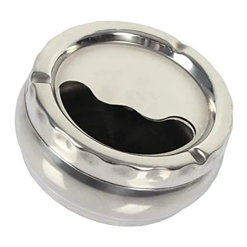 Dropshipped via Social Commerce Network Bracelets Stainless Steel Ashtray Holder with Rotatable Lid 12cm Diameter