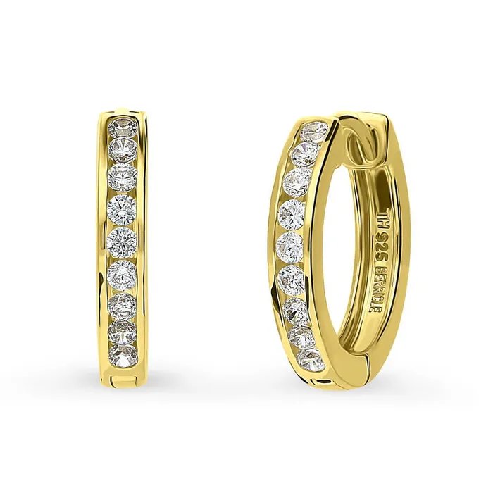 Earrings Bar CZ Medium Hoop Earrings in Sterling Silver 064 BERRICLE