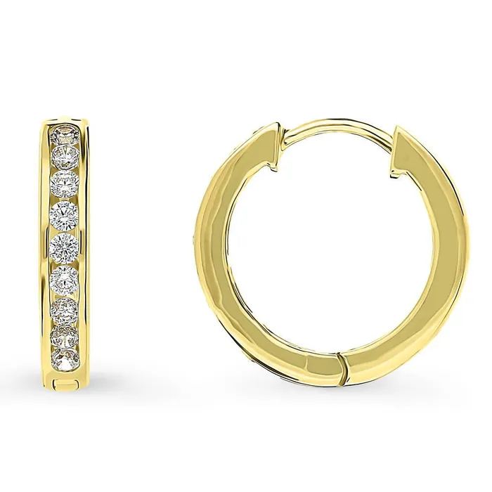 Earrings Bar CZ Medium Hoop Earrings in Sterling Silver 064 BERRICLE