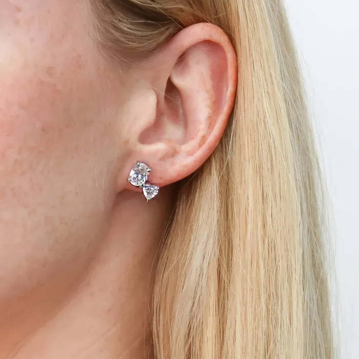 Earrings BERRICLE 2Stone CZ Stud Earrings in Sterling Silver