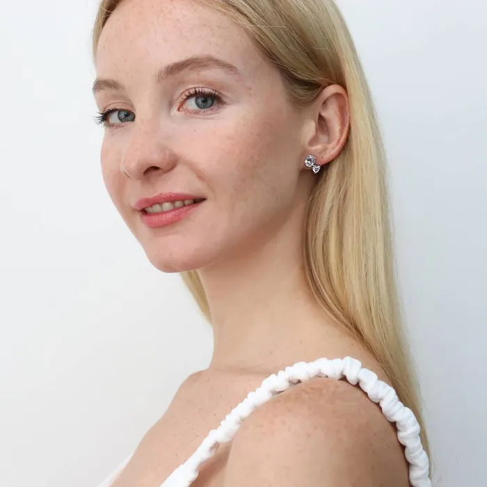 Earrings BERRICLE 2Stone CZ Stud Earrings in Sterling Silver