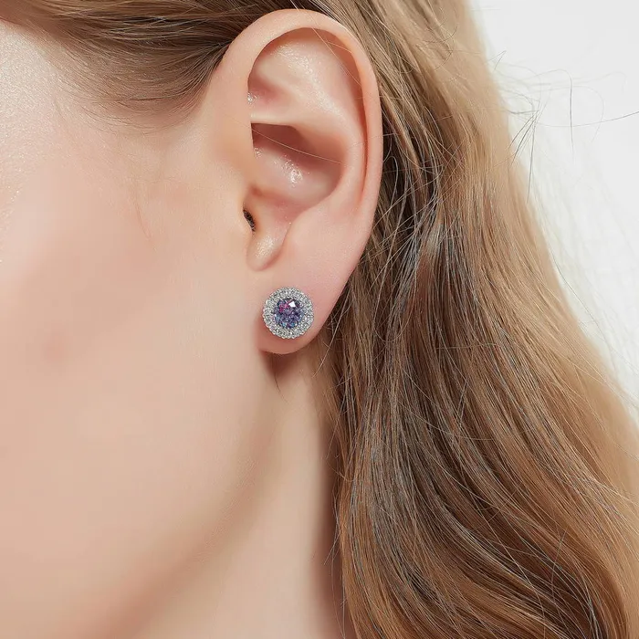 Earrings BERRICLE Halo Kaleidoscope CZ Stud Earrings in Sterling Silver