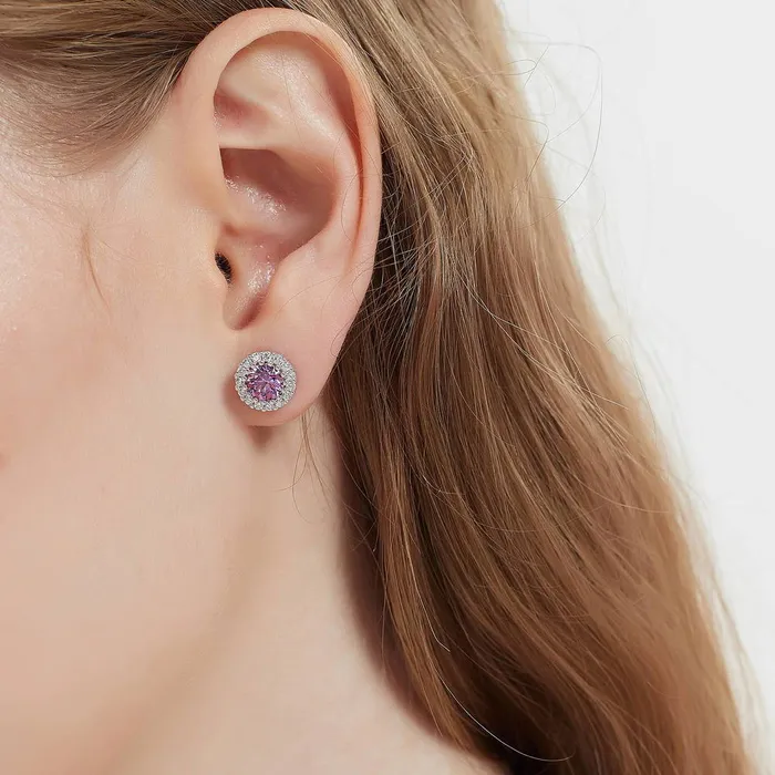 Earrings BERRICLE Halo Kaleidoscope CZ Stud Earrings in Sterling Silver