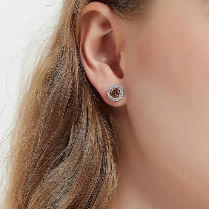 Earrings BERRICLE Halo Kaleidoscope CZ Stud Earrings in Sterling Silver