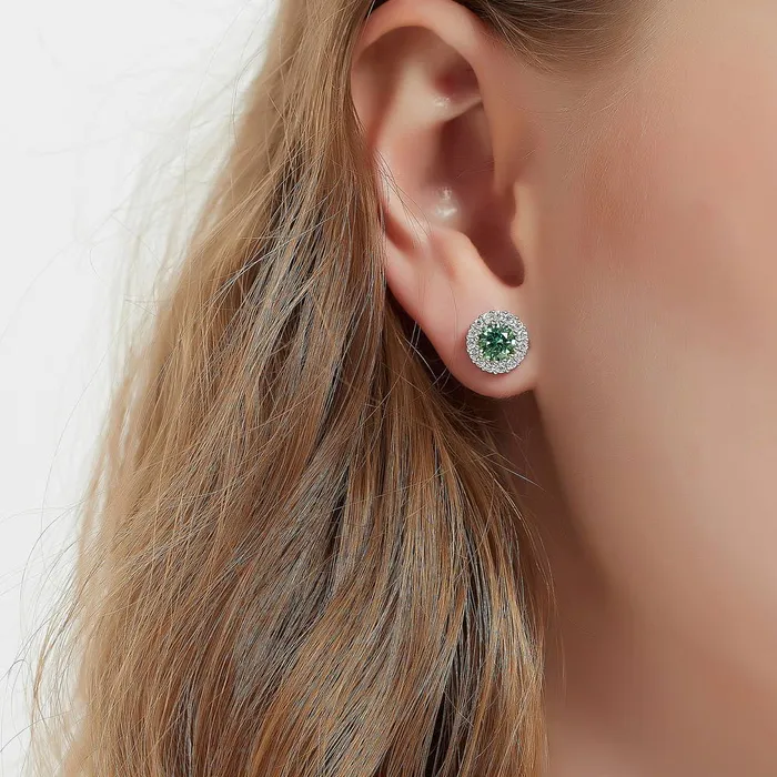Earrings BERRICLE Halo Kaleidoscope CZ Stud Earrings in Sterling Silver