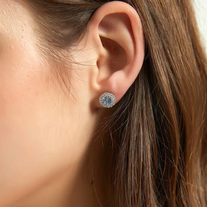 Earrings BERRICLE Halo Kaleidoscope CZ Stud Earrings in Sterling Silver