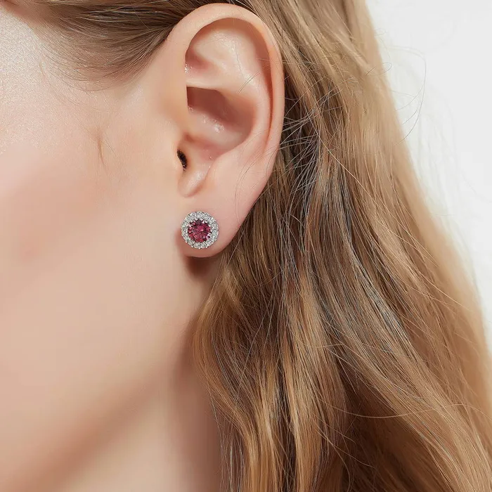 Earrings BERRICLE Halo Kaleidoscope CZ Stud Earrings in Sterling Silver