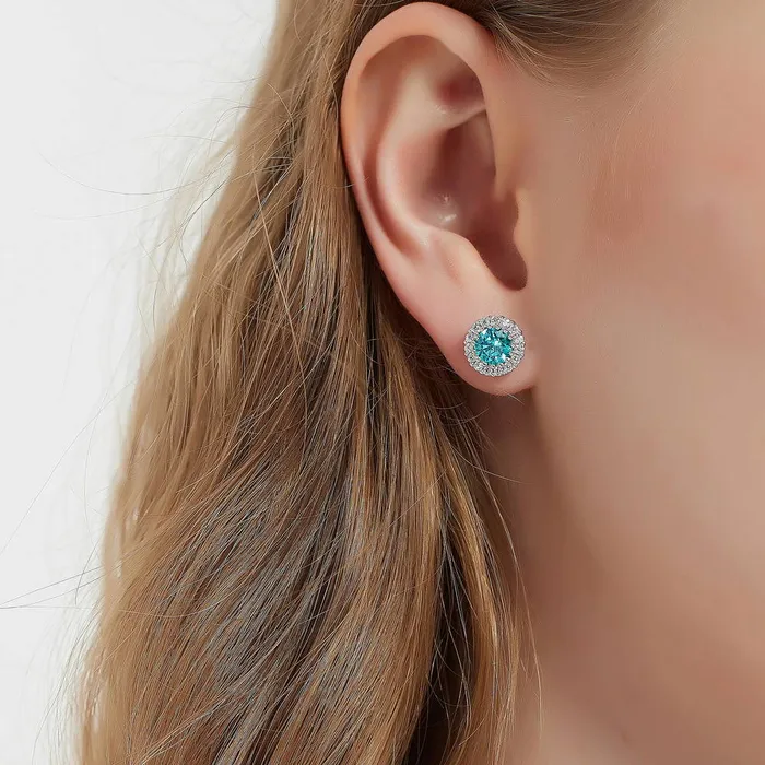 Earrings BERRICLE Halo Kaleidoscope CZ Stud Earrings in Sterling Silver