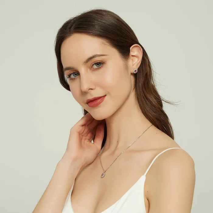Earrings BERRICLE Halo Kaleidoscope CZ Stud Earrings in Sterling Silver
