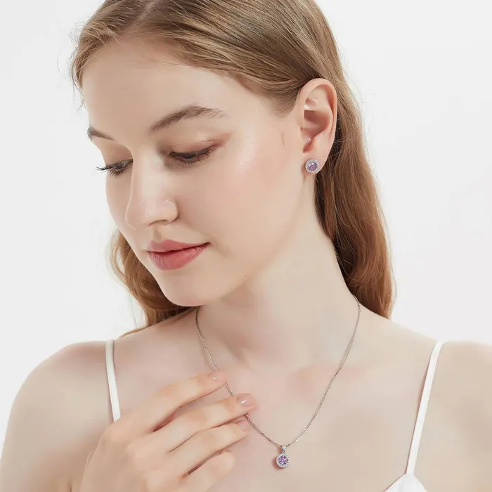 Earrings BERRICLE Halo Kaleidoscope CZ Stud Earrings in Sterling Silver