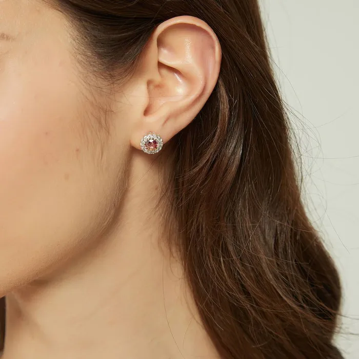 Earrings BERRICLE Halo Kaleidoscope CZ Stud Earrings in Sterling Silver