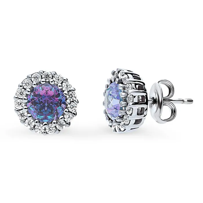 Earrings BERRICLE Halo Kaleidoscope CZ Stud Earrings in Sterling Silver