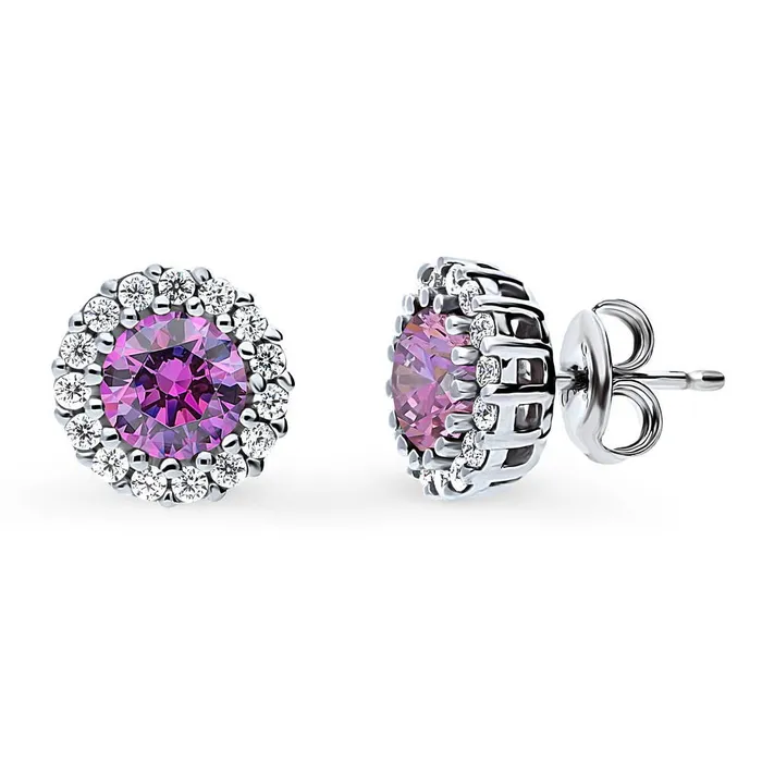 Earrings BERRICLE Halo Kaleidoscope CZ Stud Earrings in Sterling Silver