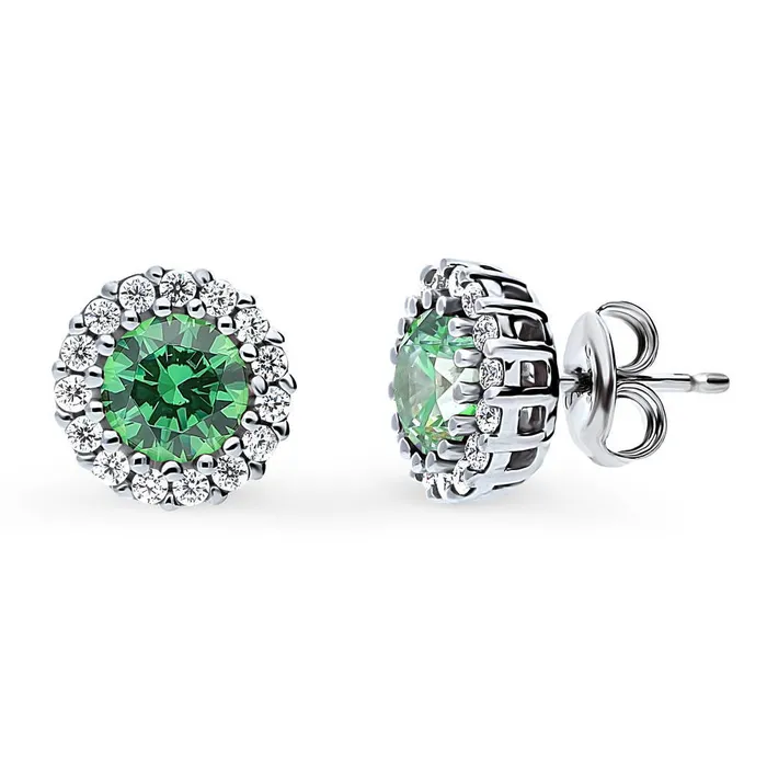 Earrings BERRICLE Halo Kaleidoscope CZ Stud Earrings in Sterling Silver