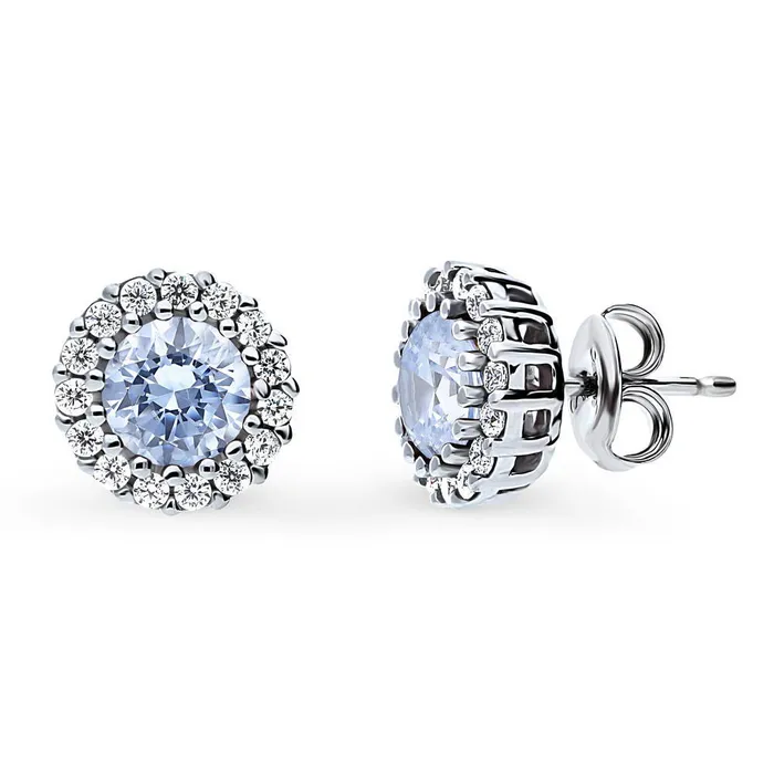 Earrings BERRICLE Halo Kaleidoscope CZ Stud Earrings in Sterling Silver