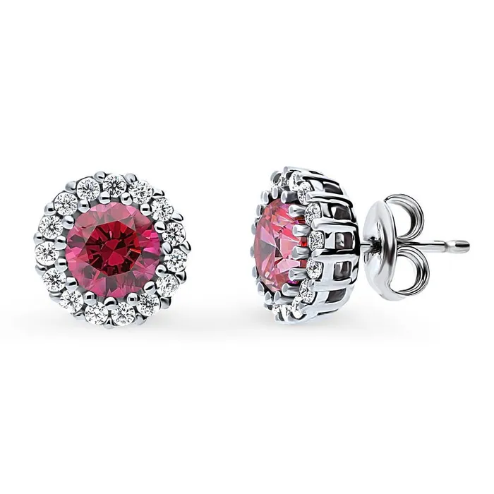 Earrings BERRICLE Halo Kaleidoscope CZ Stud Earrings in Sterling Silver