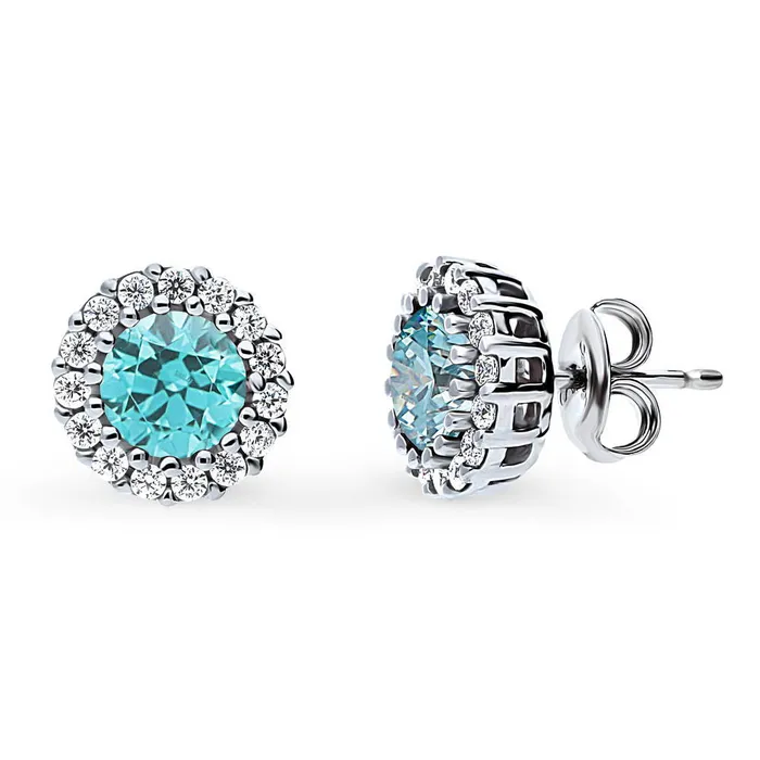 Earrings BERRICLE Halo Kaleidoscope CZ Stud Earrings in Sterling Silver