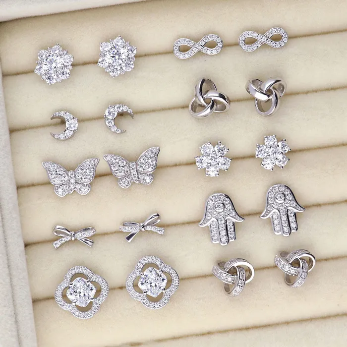 Earrings BERRICLE Moon CZ Stud Earrings in Sterling Silver