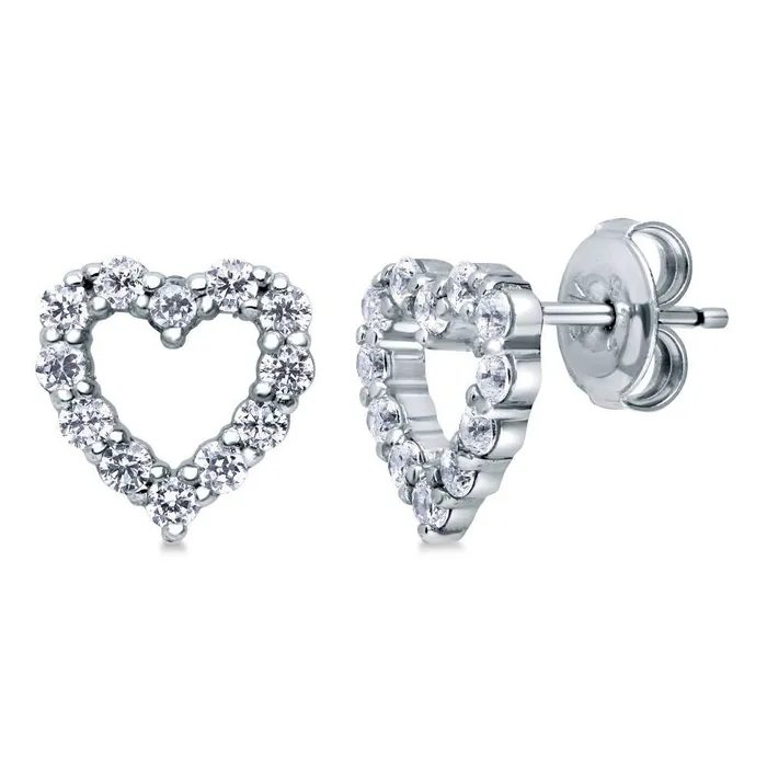 Earrings BERRICLE Open Heart CZ Stud Earrings in Sterling Silver