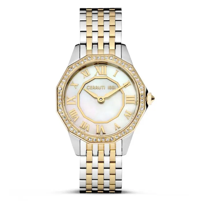 Earrings Cerruti 1881 Jesina Ladies White MOP Dial Stainless Steel Silver Gold Watch Cerruti Earrings Cerruti 1881 Jesina Ladies White MOP Dial Stainless Steel Silver Gold Watch Cerruti