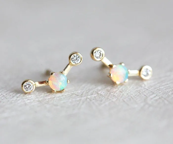 Earrings dreamofopal Diamond Earrings Opal Studs