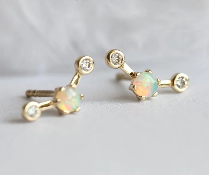 Earrings dreamofopal Diamond Earrings Opal Studs