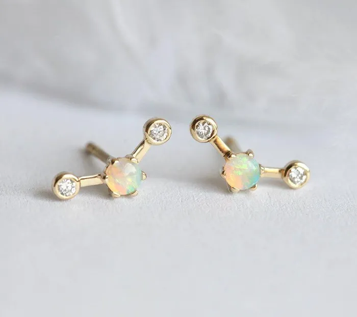 Earrings dreamofopal Diamond Earrings Opal Studs