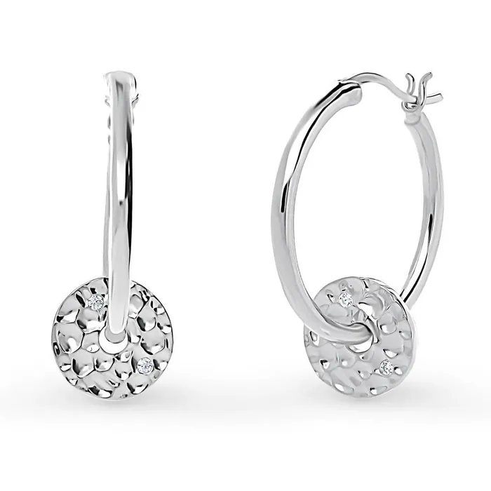 Earrings Faceted Medium Hoop Earrings in Sterling Silver 085 BERRICLE