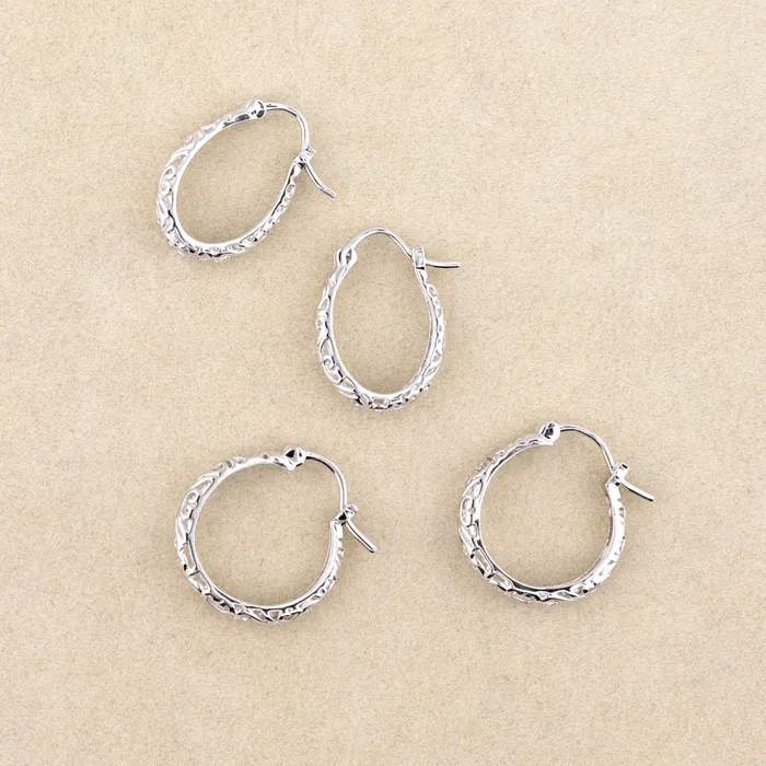 Earrings Filigree Medium Hoop Earrings in Sterling Silver 075 BERRICLE