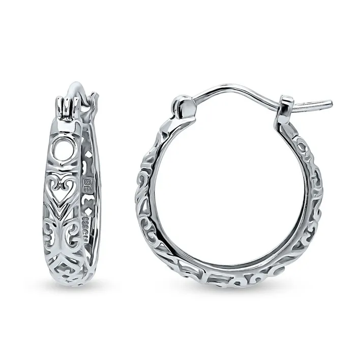 Earrings Filigree Medium Hoop Earrings in Sterling Silver 075 BERRICLE