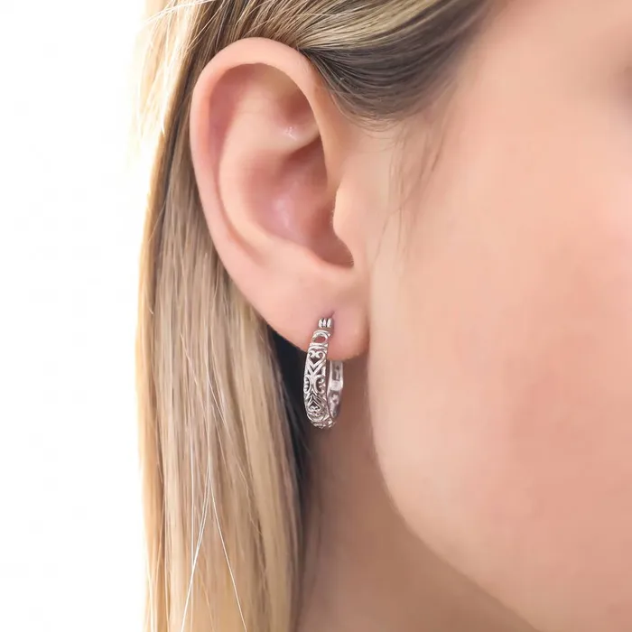 Earrings Filigree Medium Hoop Earrings in Sterling Silver 075 BERRICLE