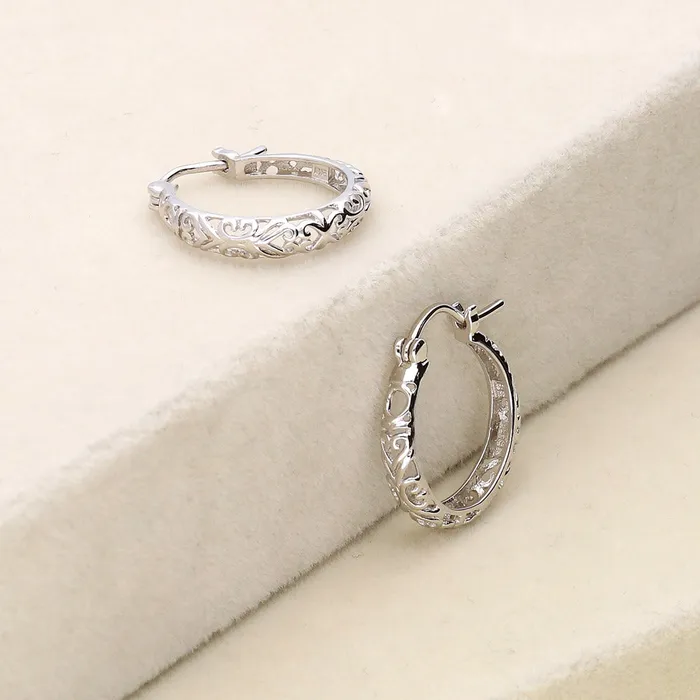 Earrings Filigree Medium Hoop Earrings in Sterling Silver 075 BERRICLE