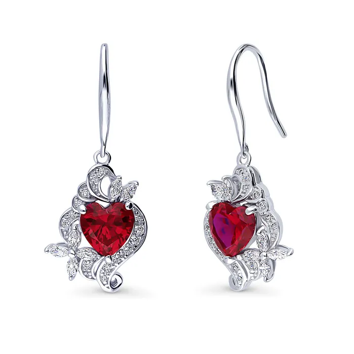 Earrings Heart Flower CZ Fish Hook Earrings in Sterling Silver BERRICLE