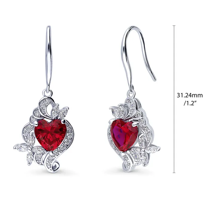 Earrings Heart Flower CZ Fish Hook Earrings in Sterling Silver BERRICLE