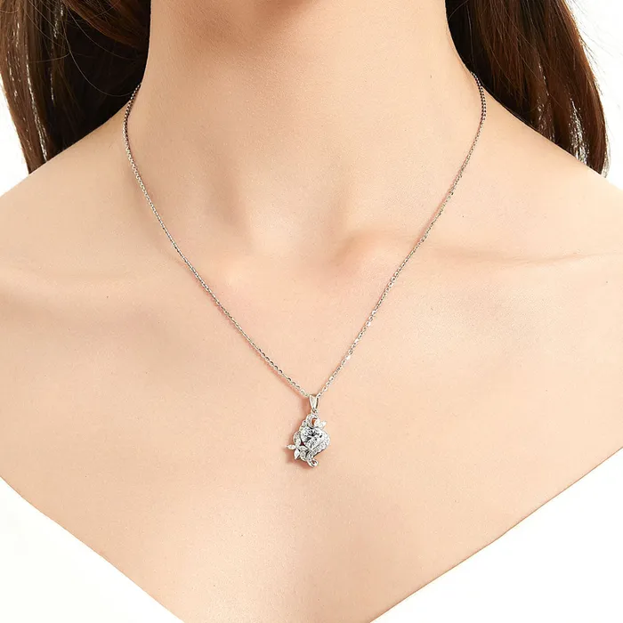 Earrings Heart Flower CZ Fish Hook Earrings in Sterling Silver BERRICLE