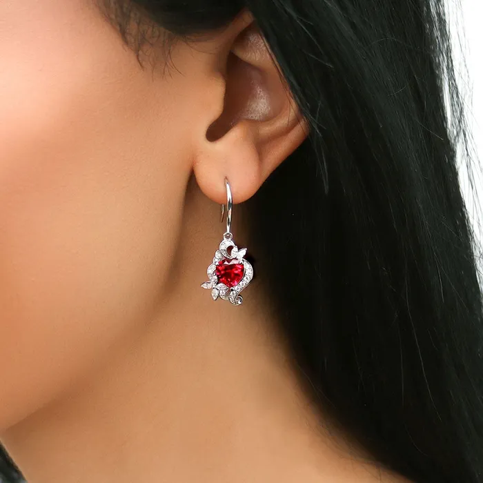 Earrings Heart Flower CZ Fish Hook Earrings in Sterling Silver BERRICLE